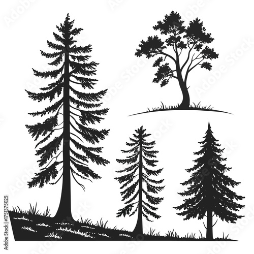 Winter Tree Silhouette Vector Illustration