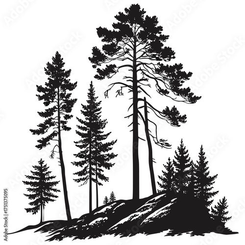 Simple Tree Silhouette Vector Art 