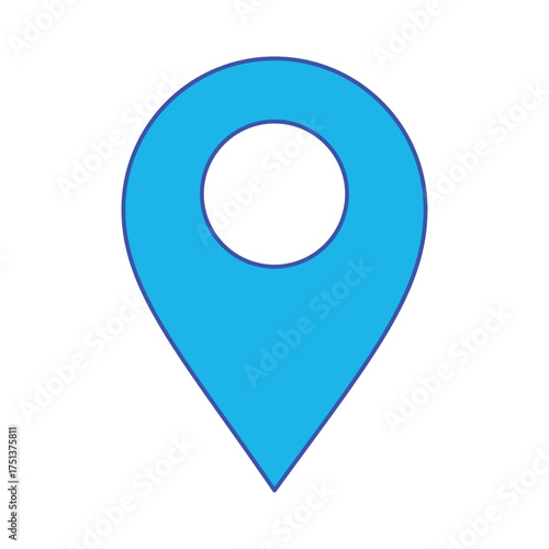Blue Map Pin Icon, GPS Location Marker, Geo Tag Pointer, Simple Flat Design Map Pin Vector illustration, Location Symbol, Navigation Pin eps 10 on White Background.