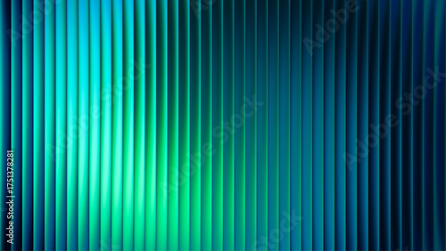Futuristic neon texture with vibrant shades of blue green gradients and bright smooth fluted vertical lines. Bold dynamic design blending smooth tones and radiant colors for modern visual art project