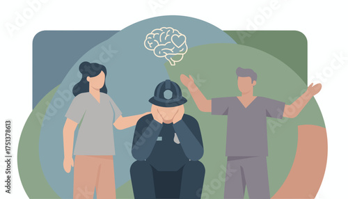 Distressed professional receiving mental health support and understanding