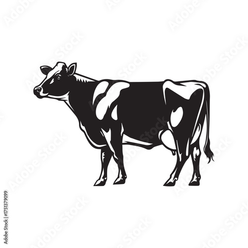 Cow modern dairy brand logo | silhouette vector Icon Design
