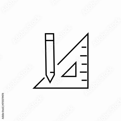 triangle ruler pencil icon sign vector