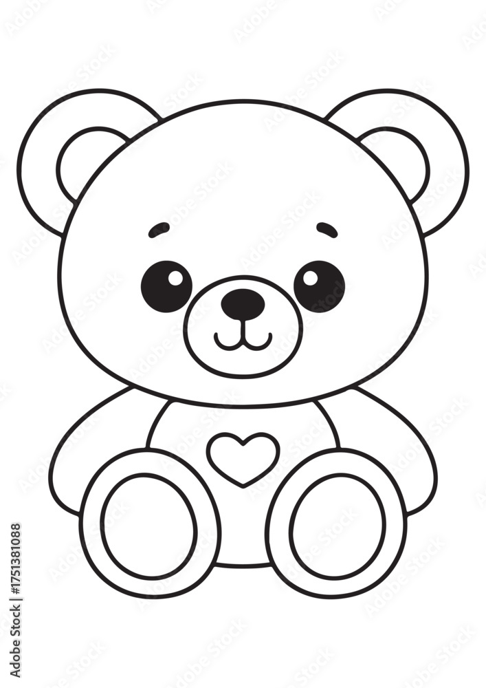 Fototapeta premium Cute bear coloring page.eps and print-ready. Lovely bear vector illustration in ISO size for kids’ fun, creativity, and educational coloring activities.