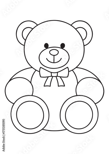 Cute bear coloring page.eps and print-ready. A lovely bear with a bowtie drawn in vector lineart, ideal for educational and creative coloring fun.