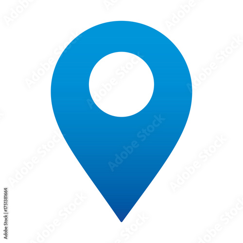 Blue Map Pin Icon, GPS Location Marker, Geo Tag Pointer, Simple Flat Design Map Pin Vector illustration, Location Symbol, Navigation Pin eps 10 on White Background.