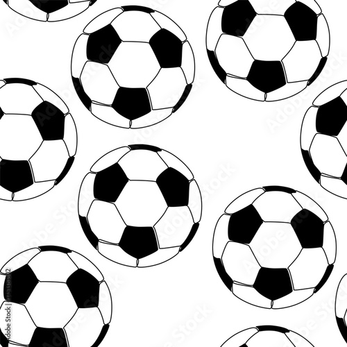 Football pattern of soccer balls. Vector seamless pattern with many soccer balls on white background. Active leisure. Sports equipment icons. Cartoon illustration print.
