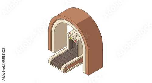 Isometric conveyor belt scanner illustration for security concepts