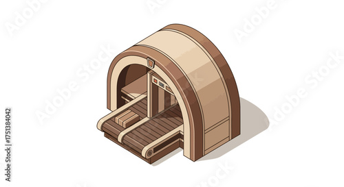 Isometric Depiction of Packing Conveyor Belt System with Modern Design