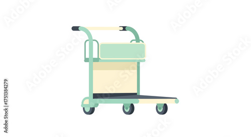 Minimalist illustration depicting a utility trolley isolated on white color