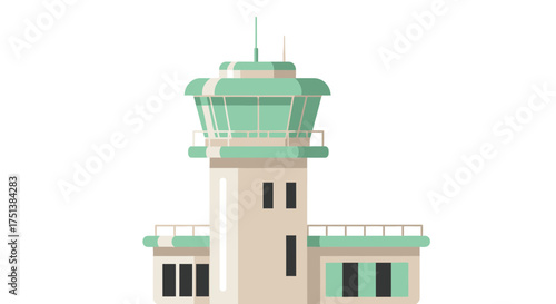 Minimalist air traffic control tower illustration for aviation purposes