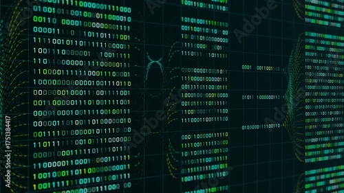 A classic and versatile motion graphic featuring cascading green binary code and numbers, perfect for technology, coding, and matrix themes.