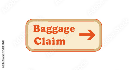 Stylized baggage claim sign featuring retro design and clear directional arrow