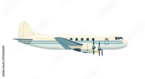 Vintage propeller airplane illustration with pastel color scheme design