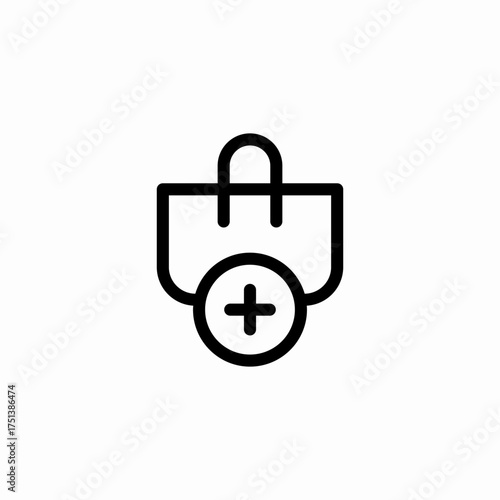 shopping bag addition icon sign vector