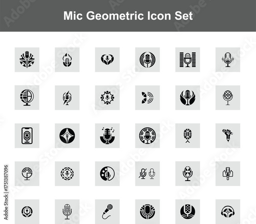 Mic Geometric Vector Icon Set