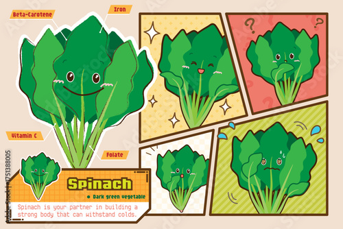 Spinach Character Nutrition Illustration