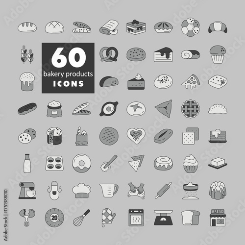 Bakery and Kitchen Essentials Vector Icon Set