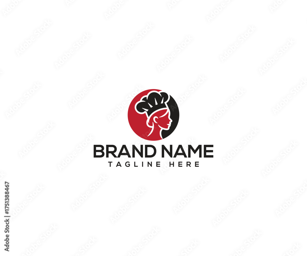 Fototapeta premium Culinary Craftsmanship: A striking logo design, featuring a chef silhouette, captures the essence of a chef's artistry and culinary skills, perfect for branding a food-related business. 