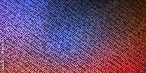 A smooth color gradient transitions from dark to light. The color changes from deep red to bright purple, culminating in a bright blue hue.and uses graini