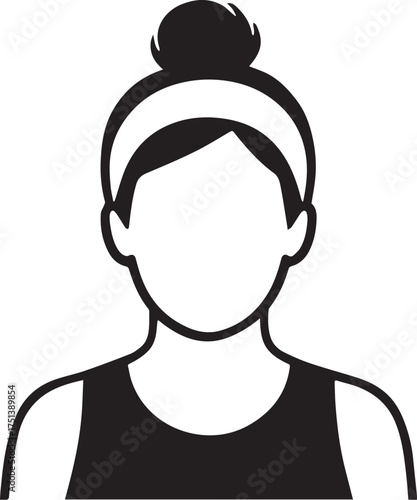 Faceless woman in tank top with bun hairstyle minimalist black and white vector representing fitness confidence and simplicity