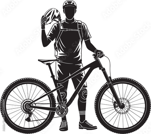 Mountain biker silhouette vector illustration graphic design