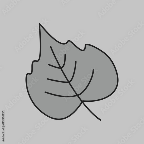 Simple Poplar Leaves Line Art Icon