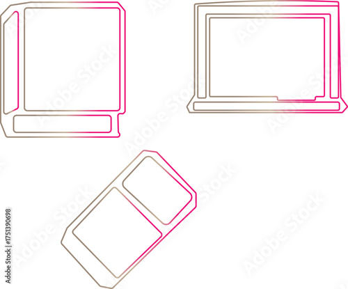 Pattern seamless set of colored line art office tools.
