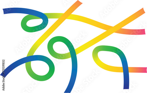Abstract Rainbow Gradient Lines and Loops on White Background curve