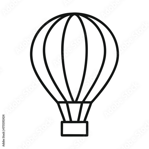 Simple black outline of a hot air balloon icon on white background.