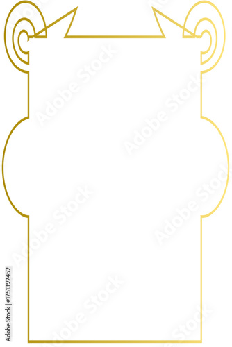 Gold frame with a unique shape and design, perfect for adding elegance.