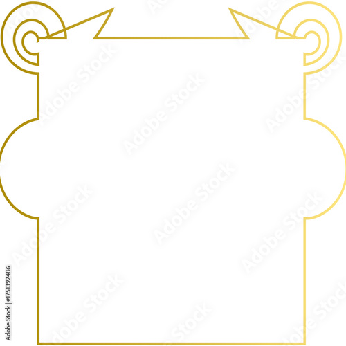 Gold-colored decorative frame with rounded corners and ornate top and bottom details.