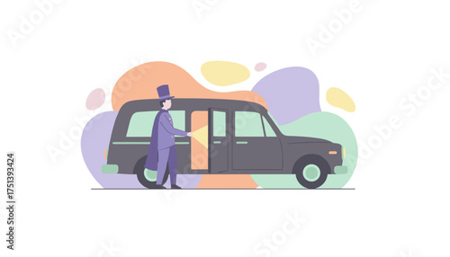 Professional chauffeur opening car door for luxurious travel and hospitality service