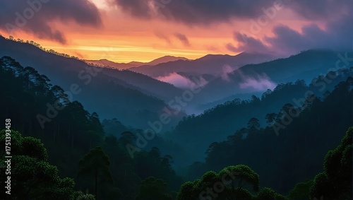 Majestic Mountain Range at Sunset - A Serene Landscape.
