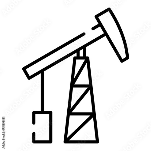Oil well, oil derrick, pumpjack black line icon
