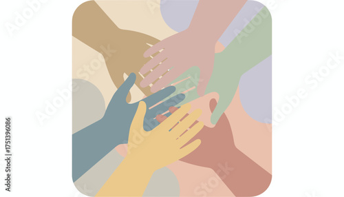 Diverse hands unite symbolizing teamwork community collaboration and global connection