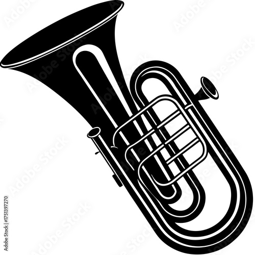 Minimalist Euphonium Silhouettes Overhead View Brass Instrument Minimal Music Icon