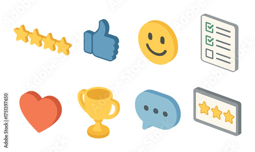 Colorful social media emoji icons with stars, likes, and smileys
