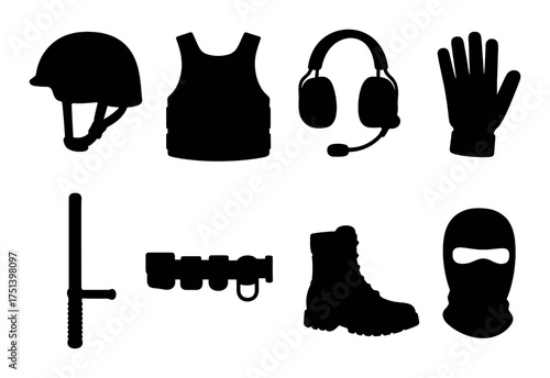 Silhouette of essential tactical gear for law enforcement and security operations