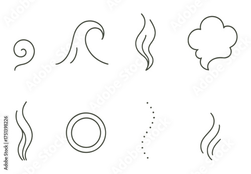 Abstract minimalist line art on green background with curved shapes