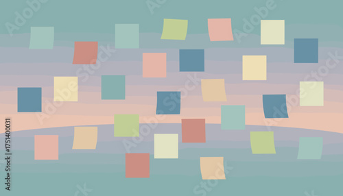 Colorful sticky notes on a soft pastel gradient background symbolizing ideas organization and communication