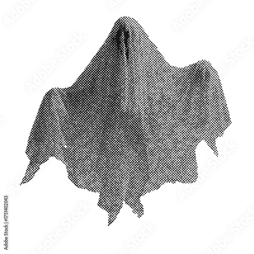 Modern grunge halftone effect ghost design element. trendy gritty montage design icon