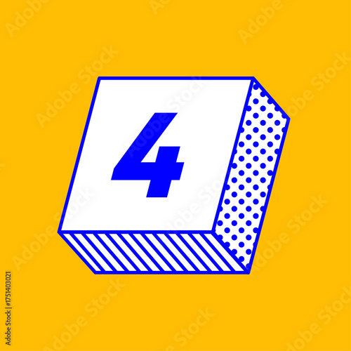3D Geometric Number with Patterned Sides Illustration Design