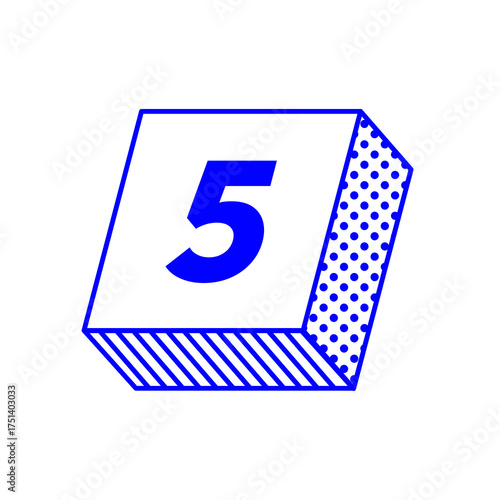 3D Geometric Number with Patterned Sides Illustration Design