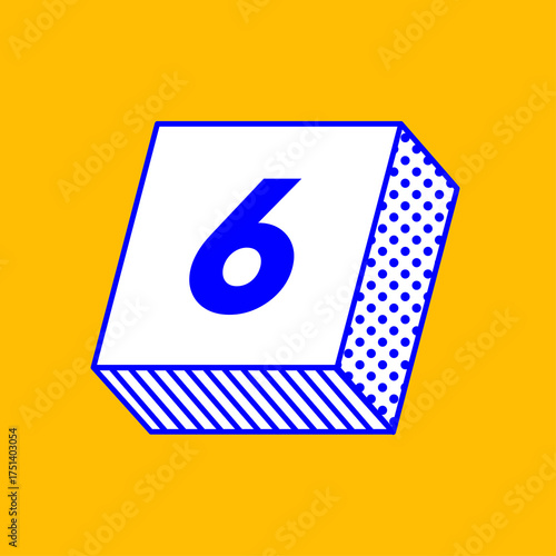 3D Geometric Number with Patterned Sides Illustration Design