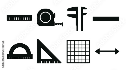 Silhouette of measurement tools on olive green background