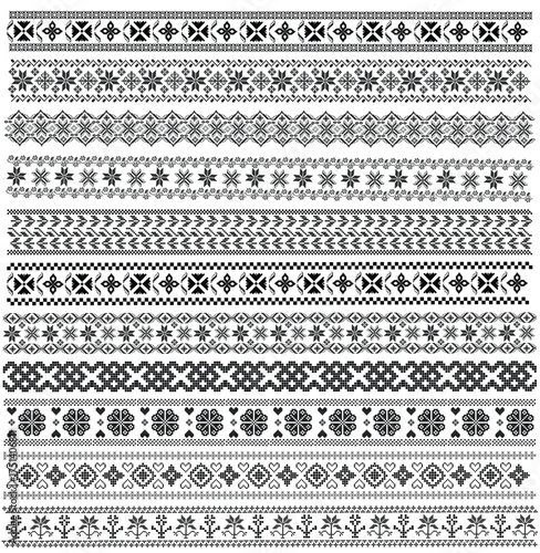Sami vector seamless pattern Ornamental Borders Lapland folk art	