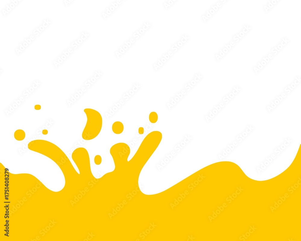 Obraz premium Illustration of a yellow liquid splash on a white background. Abstract wavy background. Illustration of liquid products such as cheese, syrup, and other liquids.