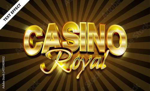 Casino royal editable text effect, luxury gold 3d typography, vegas game title design