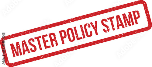 A diagonal red grunge stamp mark with text Master Policy Stamp for official document labeling